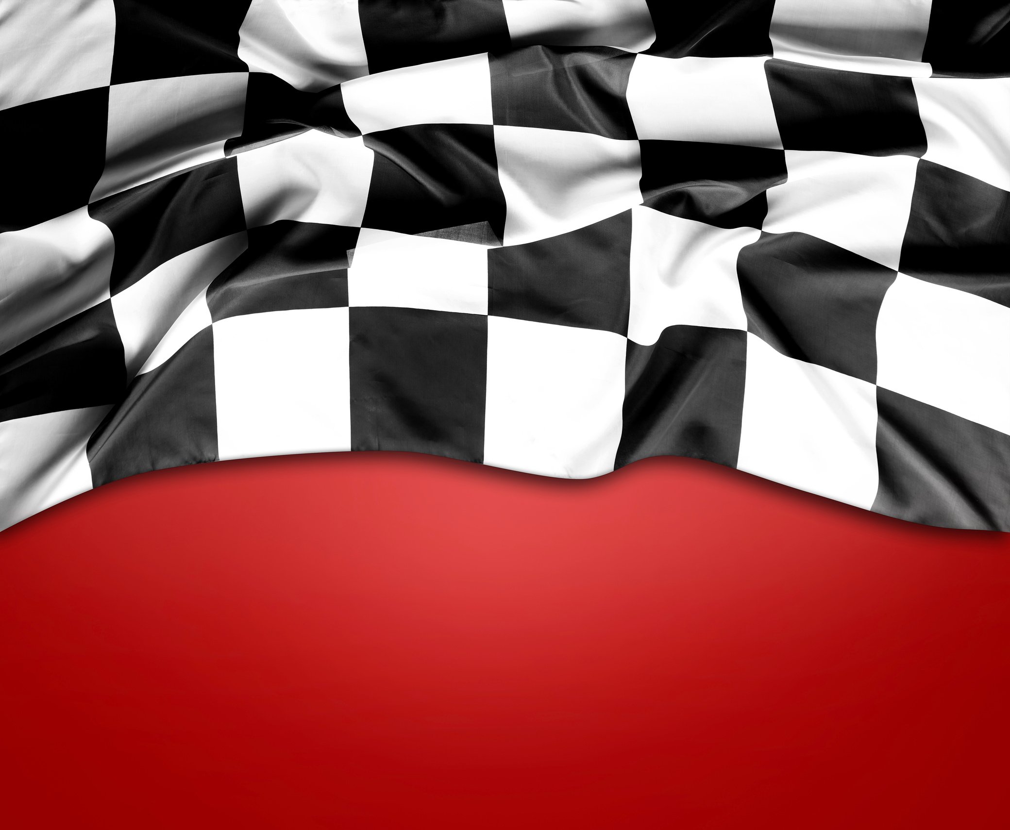 Checkered flag on red